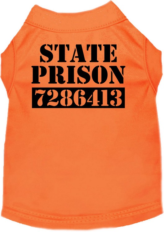 Inmate Costume Screen Print Dog Shirt Orange Size MD